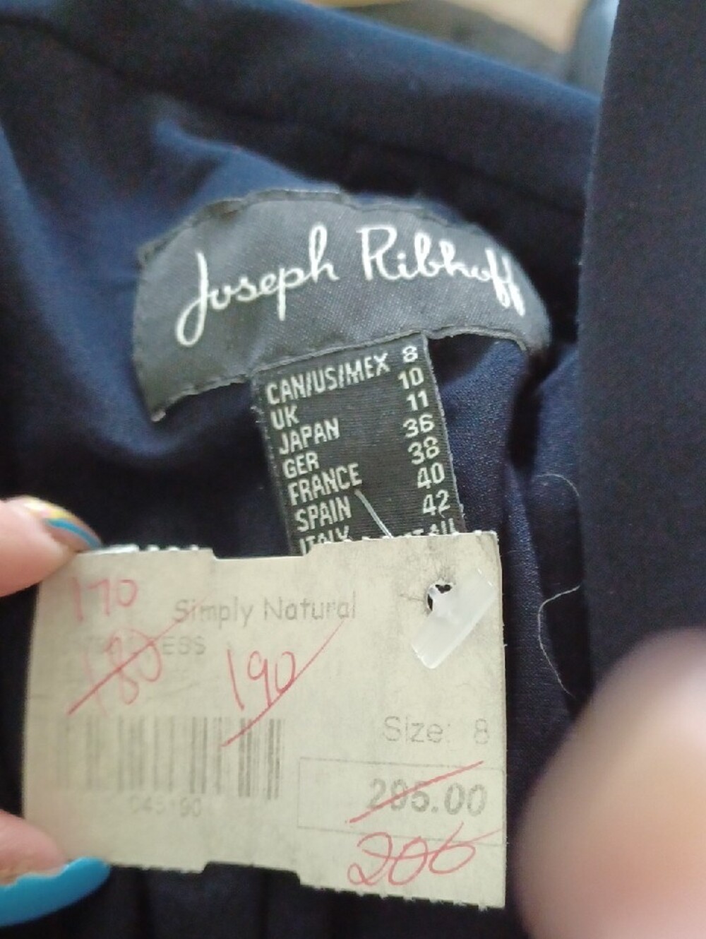 Joseph Ribkoff Navy Midi Dress with Pink Floral Hem - Picture 3 of 8